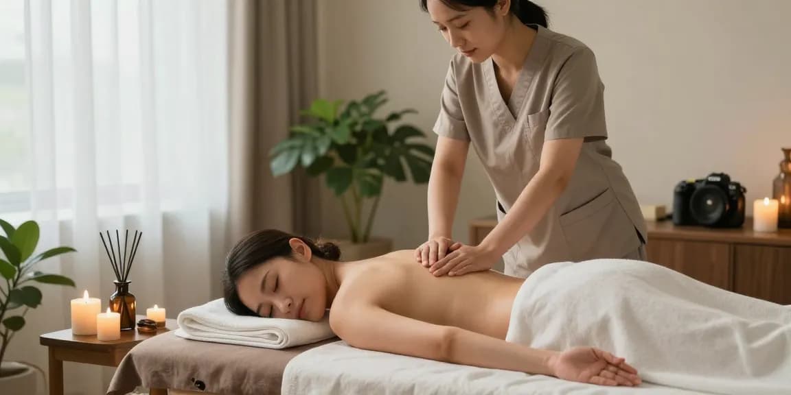 여의도출장마사지 in a calming home environment with a therapist providing relaxation therapy