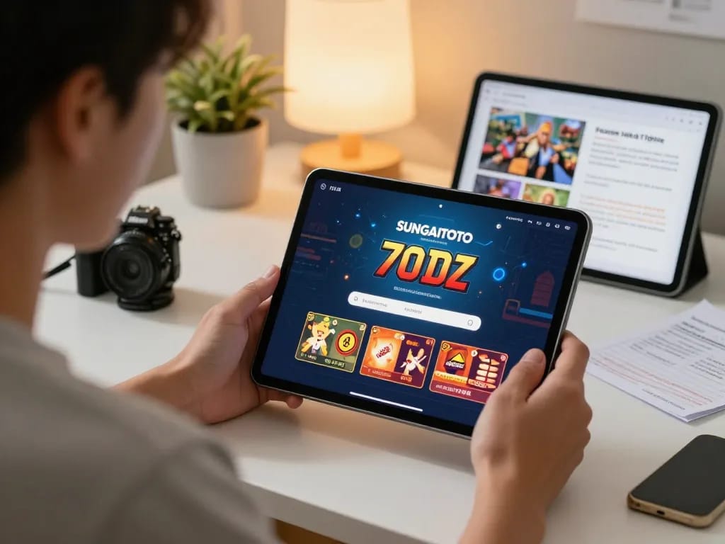 SUNGAITOTO login interface on tablet showcasing online lottery betting, reflecting strategic gameplay.