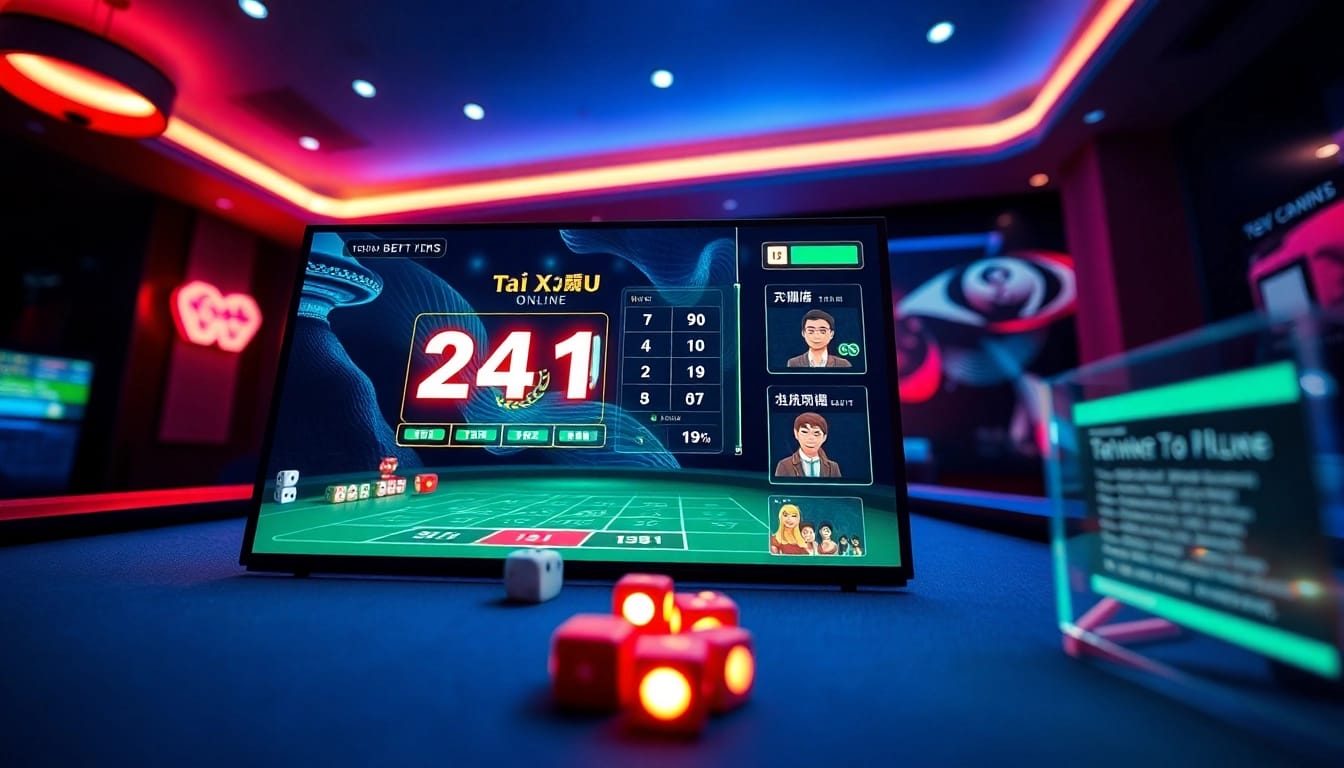 Tài xỉu online game interface showcasing interactive elements and vibrant colors.