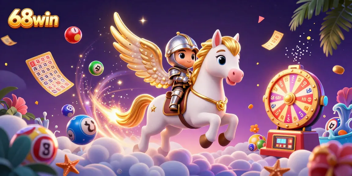Winning at 68win with dynamic lottery elements and a captivating fantasy scene.
