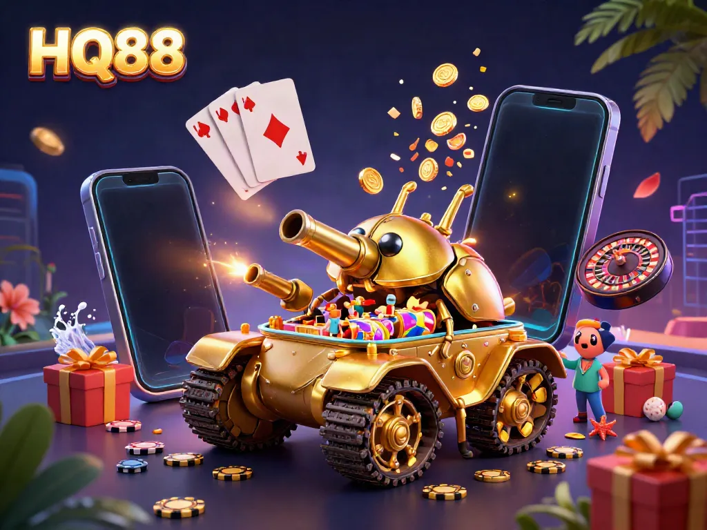 Engage with HQ88 for thrilling online gaming experiences, featuring a dynamic casino scene.