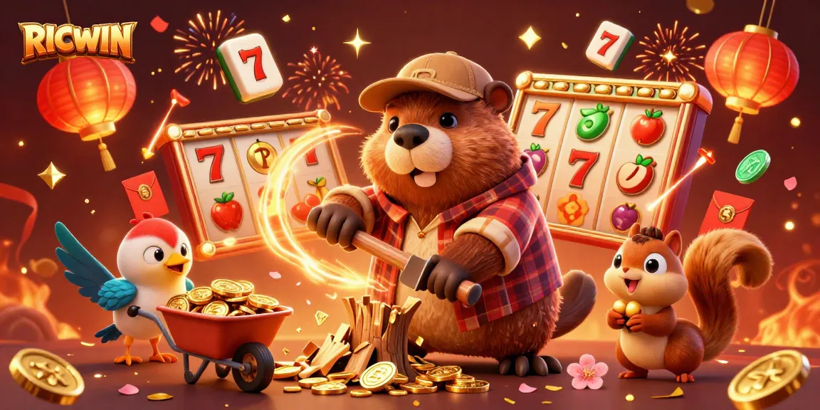 Engage in thrilling RICWIN gaming with a rich, interactive casino illustration showcasing vibrant characters and elements.