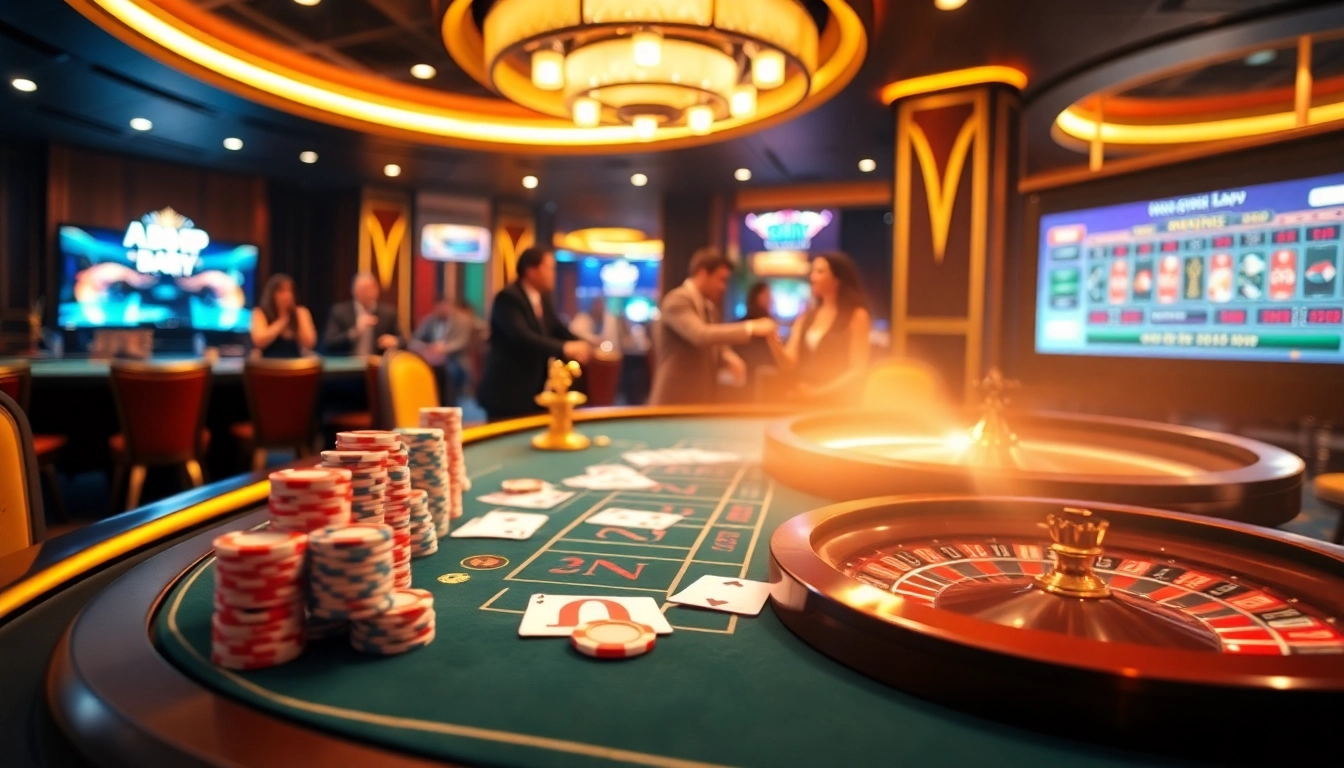 Experience thrilling gameplay with ABCVIP.Baby at an exciting online casino table, featuring poker chips and a roulette wheel.
