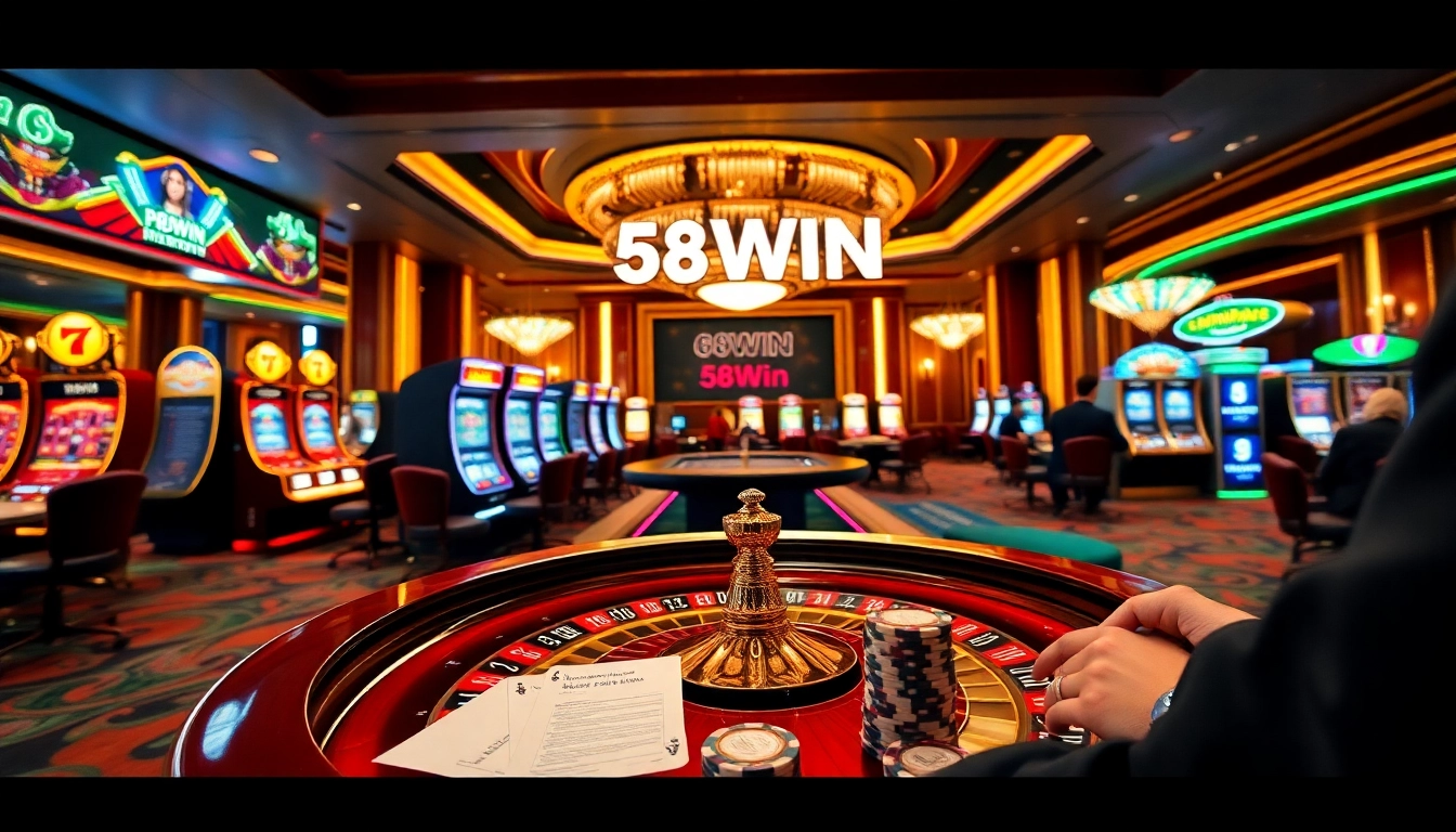 Experience the excitement of 58WIN with vibrant casino games and luxurious betting tables.