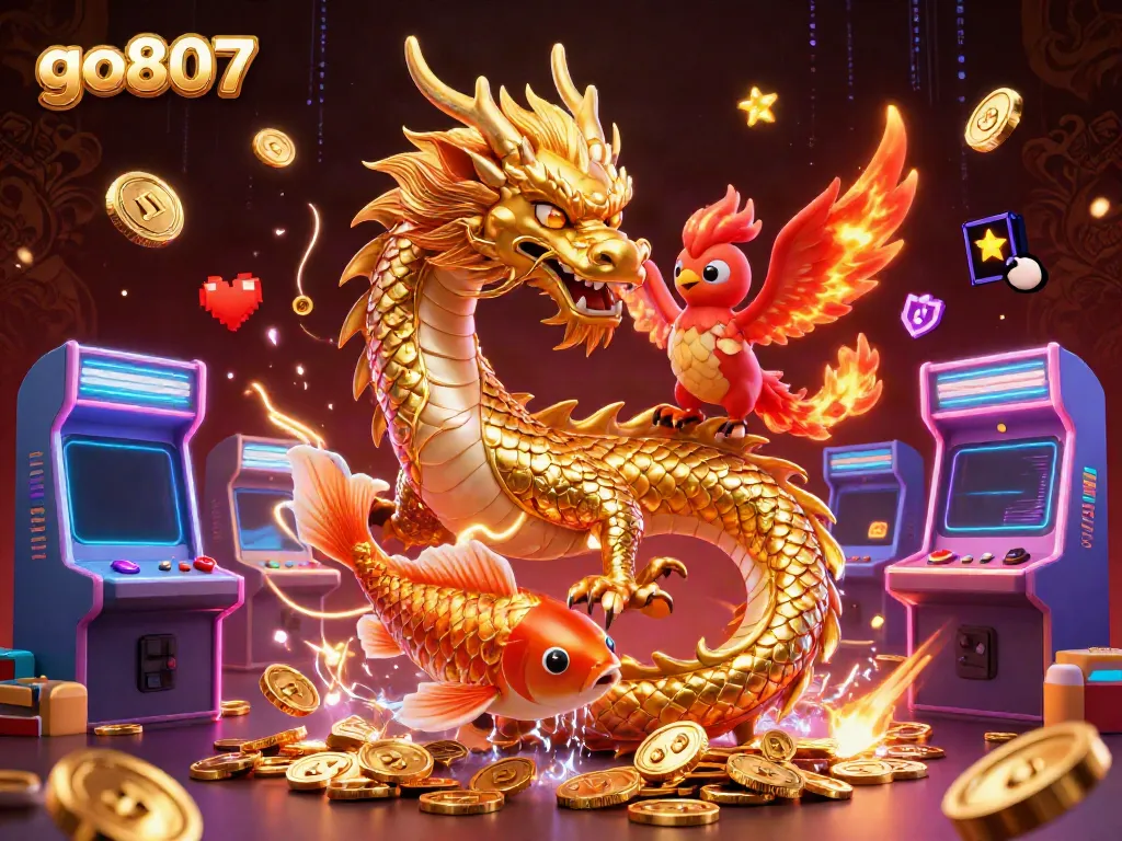 Experience the excitement of go807 with vibrant characters and colorful casino elements in a dynamic 3D illustration.