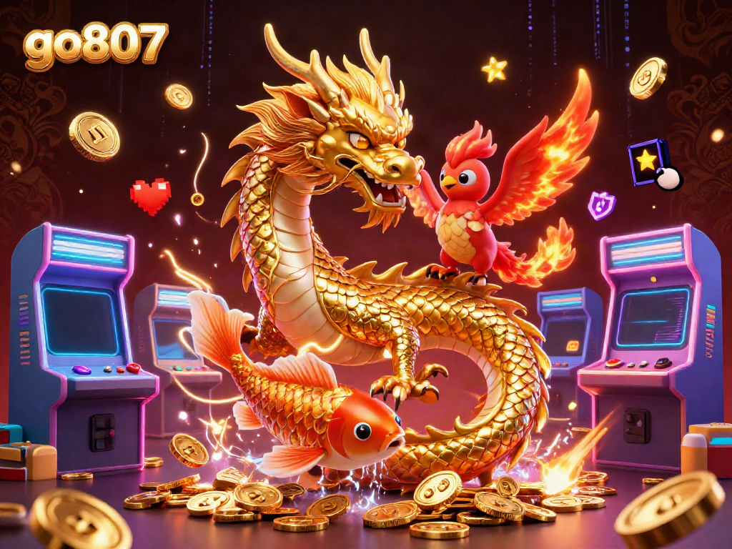 Experience the excitement of go807 with vibrant characters and colorful casino elements in a dynamic 3D illustration.