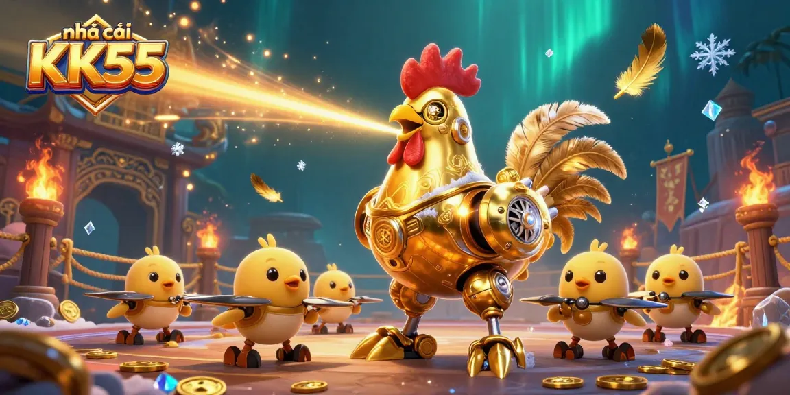 Experience thrilling gameplay at nhà cái KK55 with a vibrant 3D casino illustration