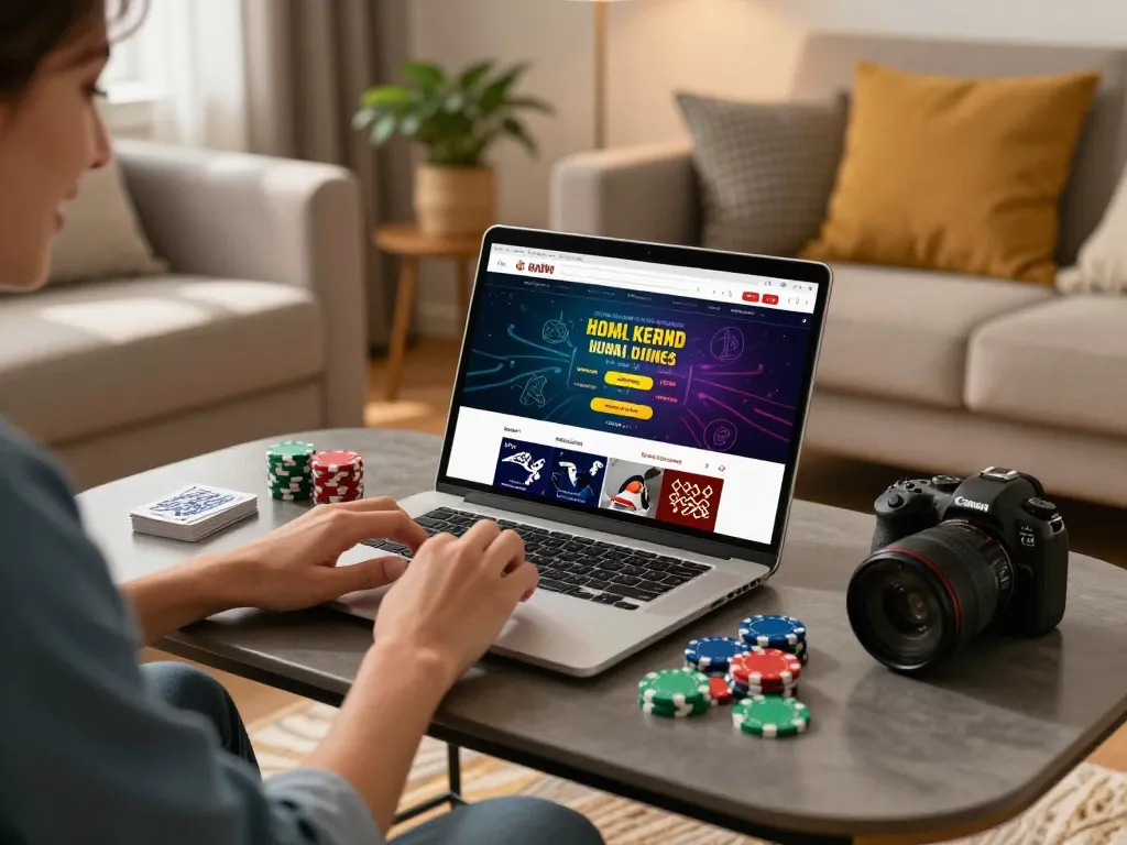 Engaging online betting platform on a laptop with gaming accessories, rikbet offers a thrilling betting experience.