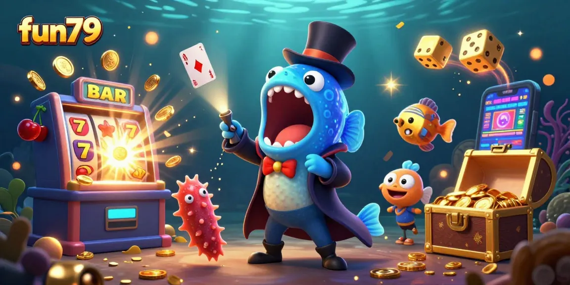 Experience thrilling wins with fun79 in an enchanting underwater casino scene.