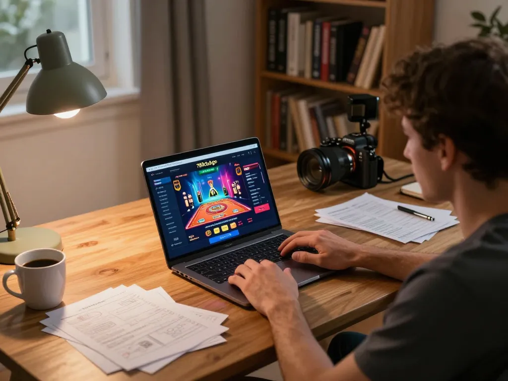 Engaging gameplay on 789clubgo website with vibrant casino graphics and a cozy setup