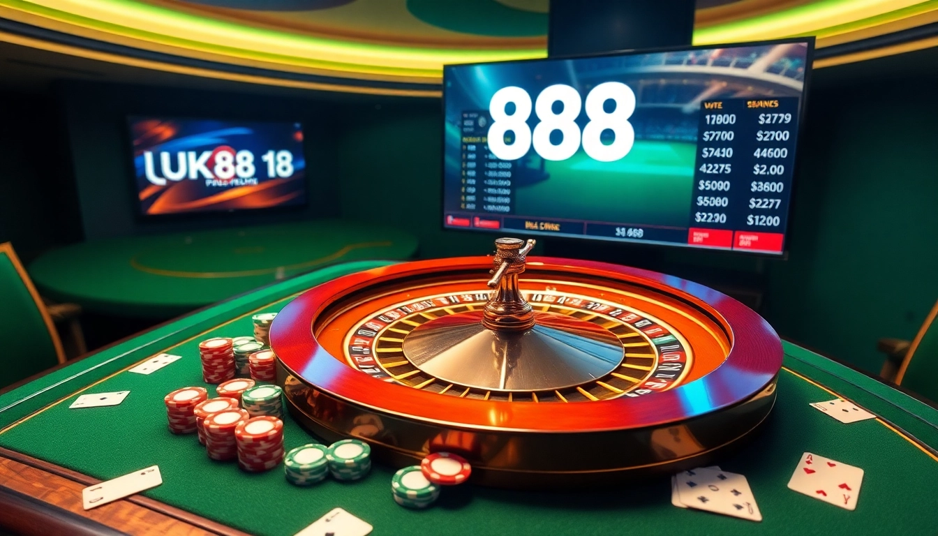 Gamblers exploring the UK88 link in an engaging online betting environment with casino elements.