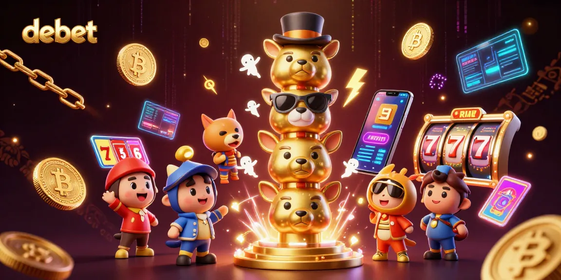 Play winning games with debet’s vibrant casino illustration packed with fun characters and glowing elements.