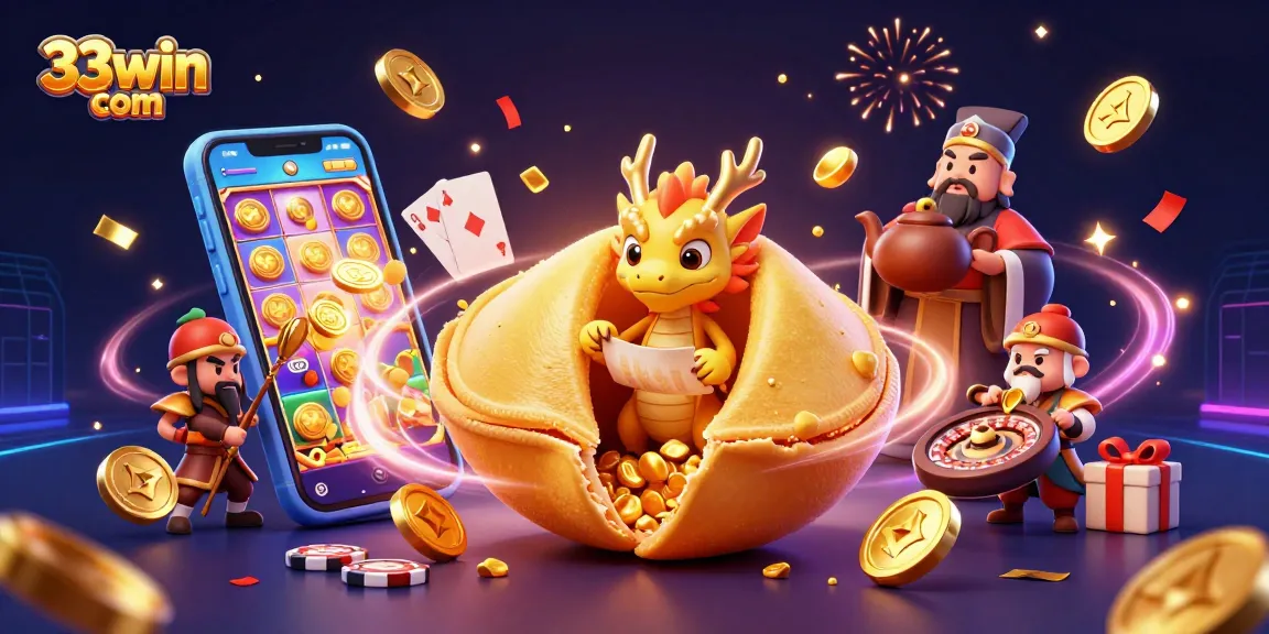 Experience thrilling games at 33win com with a vibrant, action-packed 3D casino scene.