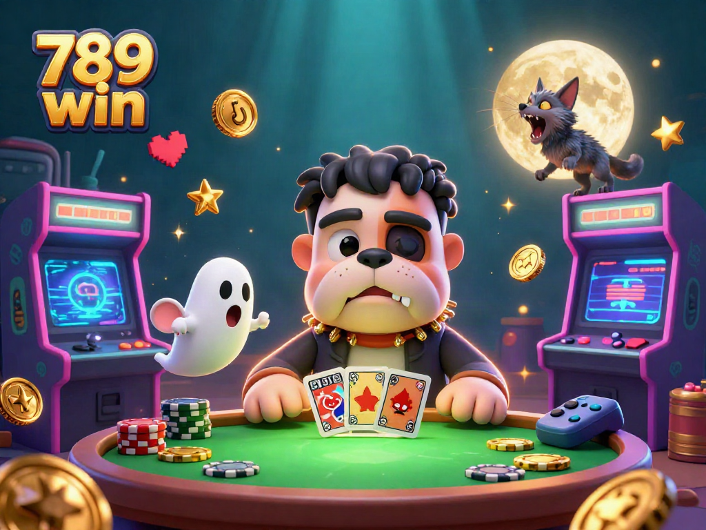Engage in thrilling games at 789 win with animated characters at a vibrant casino table.