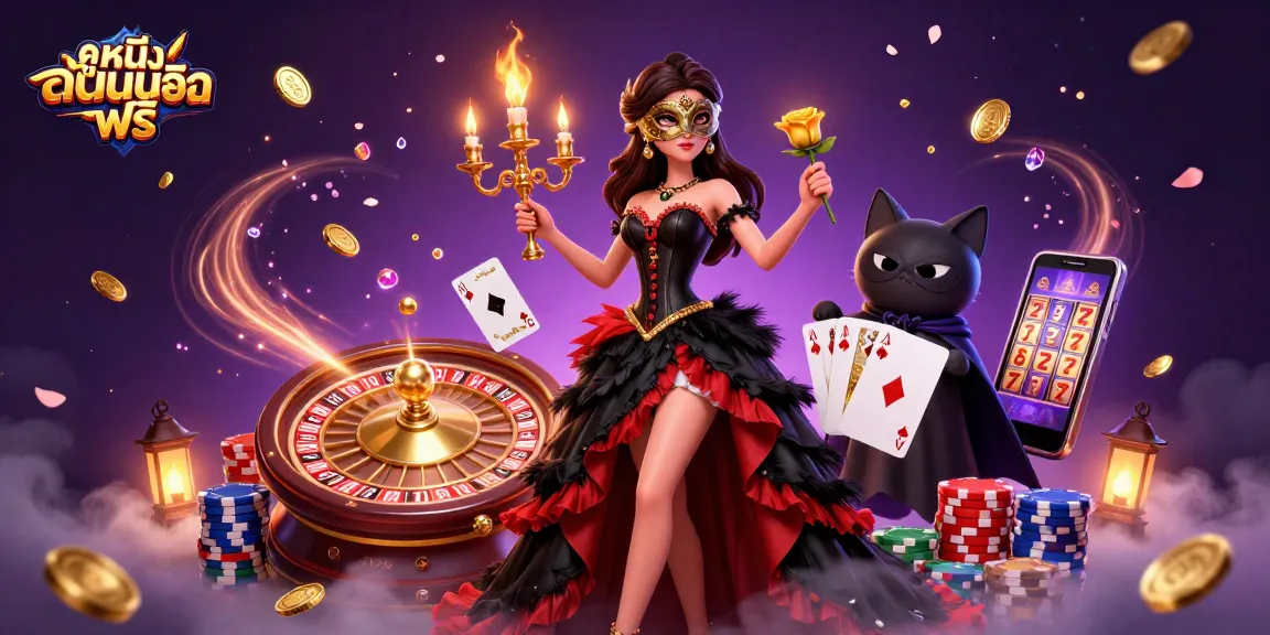 Experience ดูหนังออนไลน์ฟรี with vibrant casino elements and dynamic characters in a magical setting.