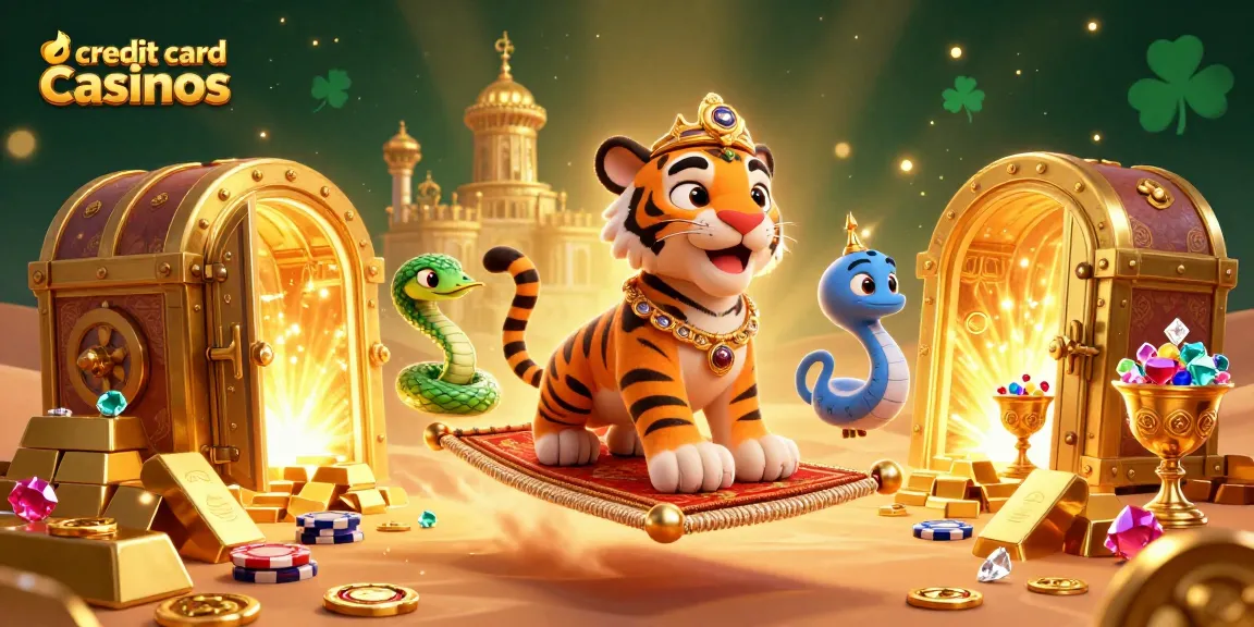 Engage in thrilling gameplay at credit card casinos with a vibrant scene of luck and fortune.