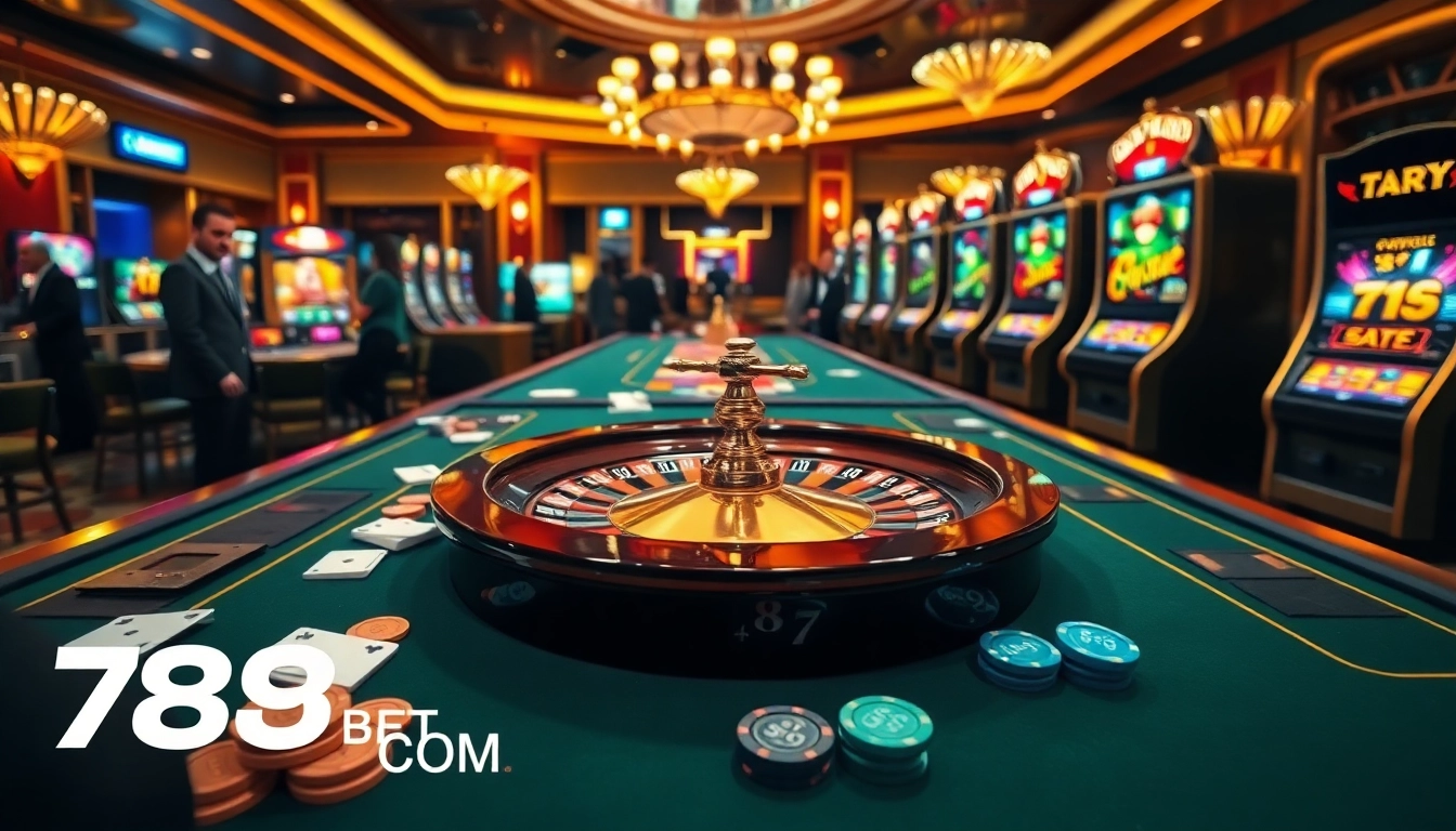 Experience thrilling casino action with 789BETCOM at vibrant poker and roulette tables.