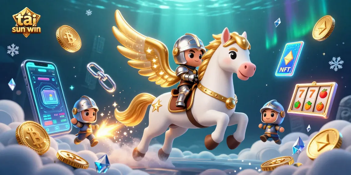 Engage in thrilling gameplay with tải sun win as a celestial horse and knight navigate a vibrant casino world.