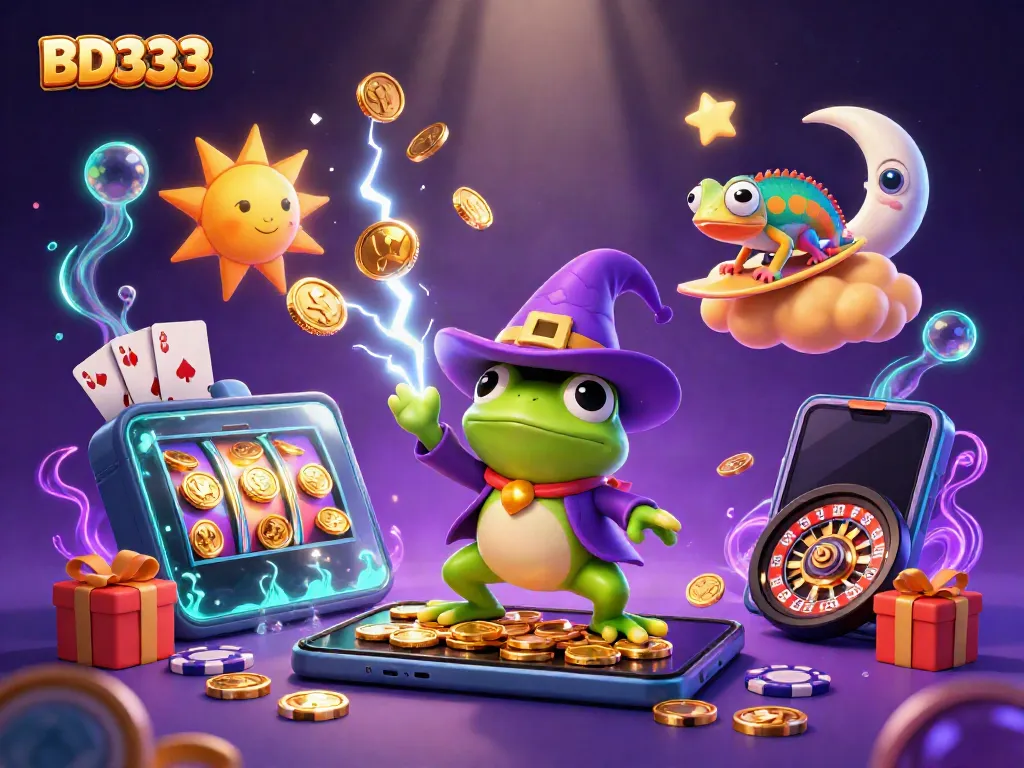 Experience the vibrant world of BD333 with a storm of coins and colorful gaming elements.