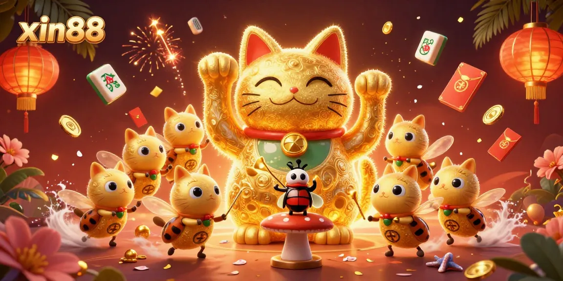 Experience the thrill of xin88 with vibrant casino-themed characters and symbols illuminated in a rich 3D illustration.