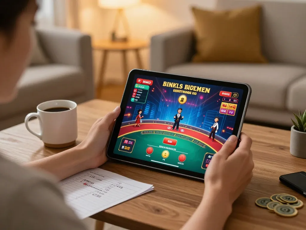Experience thrilling gameplay on new88 while enjoying a cozy home setting using a tablet.