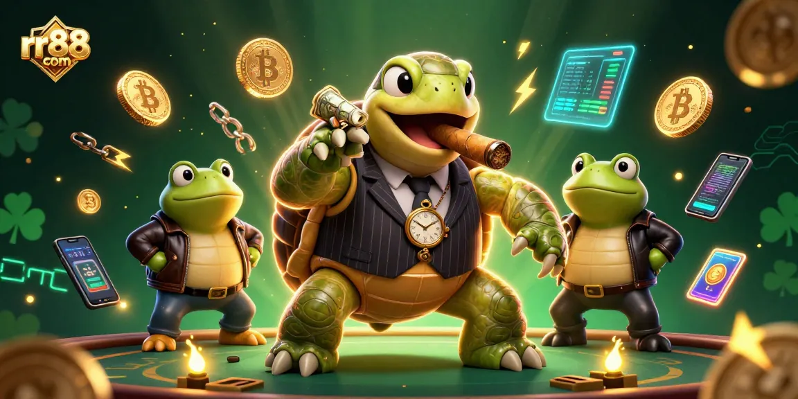 Experience the thrill of rr88 com with a vibrant 3D casino scene featuring animated characters and crypto elements.