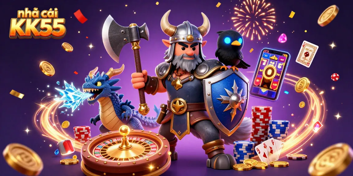 Experience the excitement of nhà cái KK55 with dynamic casino elements and characters.