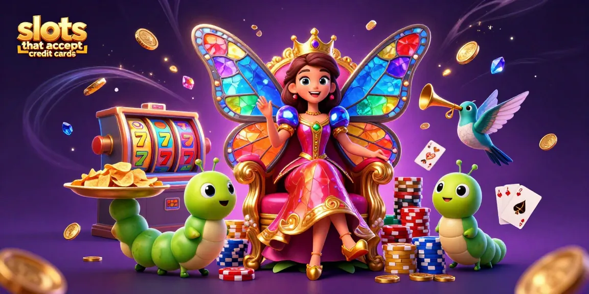Experience exciting slots that accept credit cards with dazzling visuals, golden coins, and vibrant casino elements.