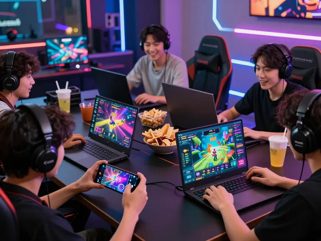 Engaged players enjoying the vibrant online gaming experience on Trang chủ Go88 with interactive games and modern devices.