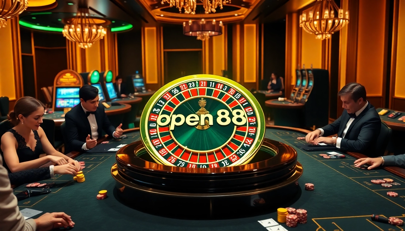exciting roulette action at open88 casino with luxurious atmosphere and eager gamers