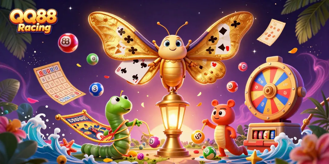 Engage in thrilling experiences with QQ88 Racing, sparkling lottery elements, and dynamic casino scenes.