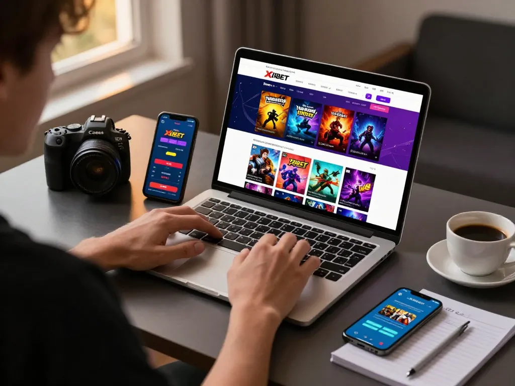 Engaging gameplay on Trang chủ XIBET platform from a cozy home setting, showcasing online gambling