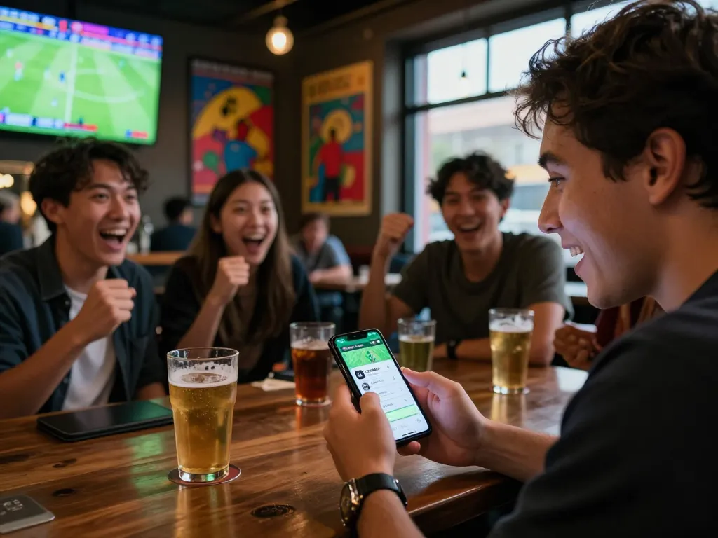 Bongdallu sports betting enthusiast placing bets on smartphone while watching live match