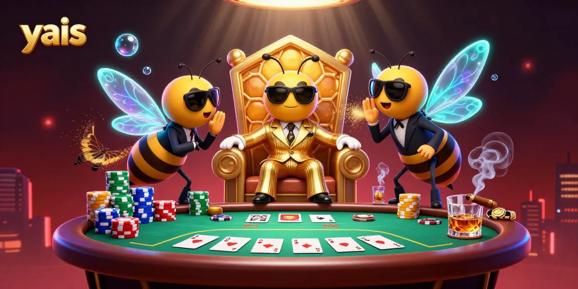 yais shows a dynamic poker scene with a bumblebee mob boss, embodying thrilling gambling action.