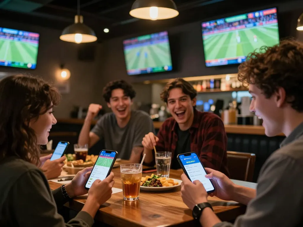 Experience live betting excitement with Bl555 in a modern sports bar.