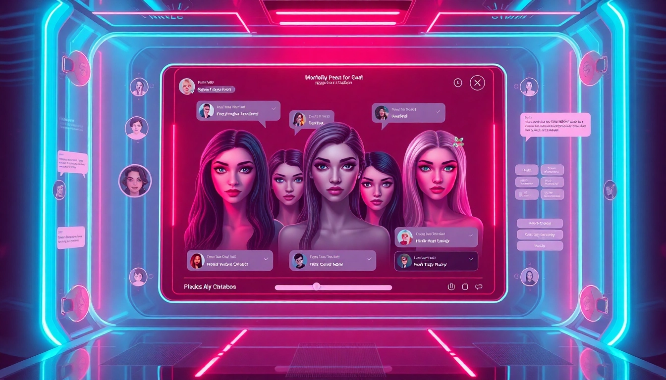 NSFW AI chatbot interface showcasing interactive characters and features, perfect for engaging adult users.