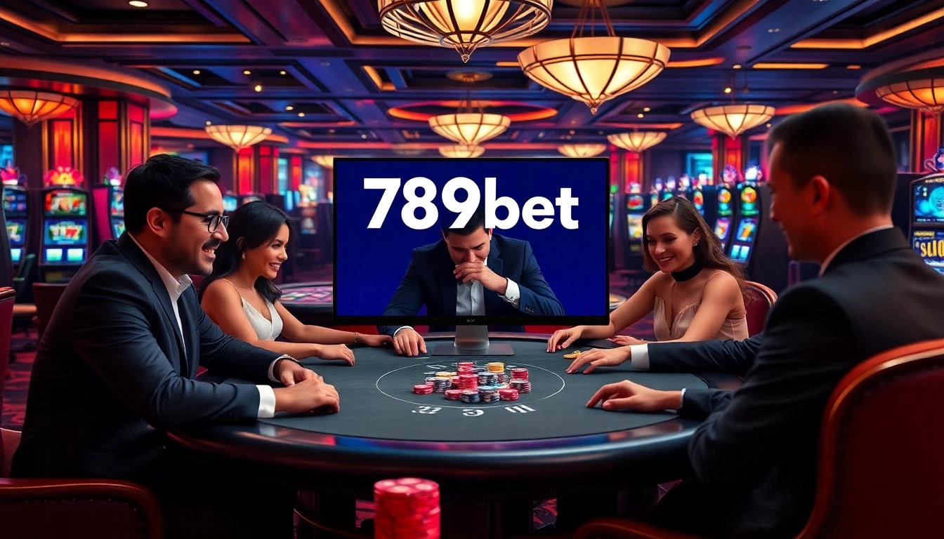 Players enjoying a thrilling poker game at 789bet's online casino with vibrant designs and rich atmosphere.