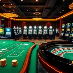 Exciting Go99 casino scene with vibrant tables and illuminated slot machines.