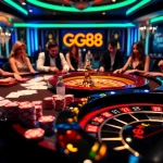 Experience thrilling gameplay at GG88's glamorous casino with vibrant tables and exciting players.