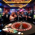 Players enjoying high-stakes action at a luxurious 3win casino table.