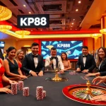 Experience the thrill of KP88 with live dealers, poker chips, and vibrant casino games.
