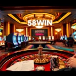 Experience the excitement of 58WIN with vibrant casino games and luxurious betting tables.