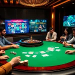 Engaging players at a luxurious casino table, enjoying games like those found at https://bem88.com.