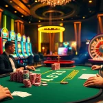 Engage in high-stakes poker at 68VIP's luxurious online casino featuring colorful chips and cards.