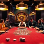 Engaged players at a luxurious uu88 casino table, experiencing the thrill of gambling.