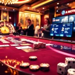 Players engaged in intense gameplay at PG 88 casino table surrounded by vibrant slot machines.