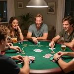 A group enjoying a lively poker night at home, embodying the spirit of community gaming with 789betgo.