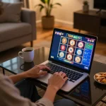 Engaged player enjoying slots on 789BET from the comfort of home.