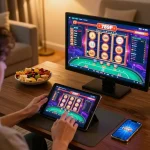Engaging with the 789P app on a tablet in a cozy home setting
