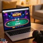 TR88 poker game experience on laptop screen with cozy home atmosphere highlighting strategic gameplay.